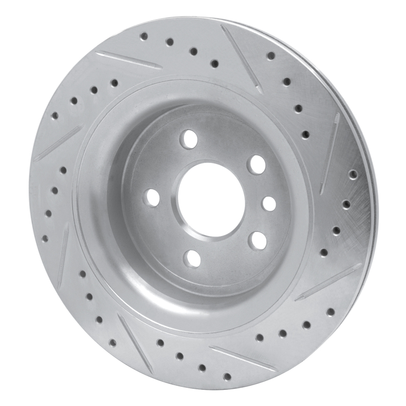 Volvo XC60 Brake Rotor (1) - Rear Left - R1 Concepts - Drilled & Slotted - Silver - `10-`17